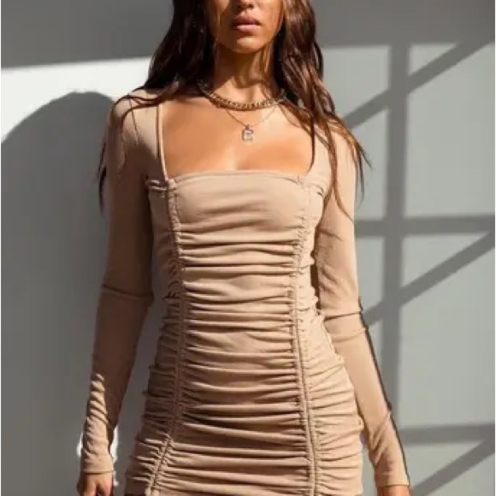 Princess Polly Mikayla Mini Dress in Beige Size 8